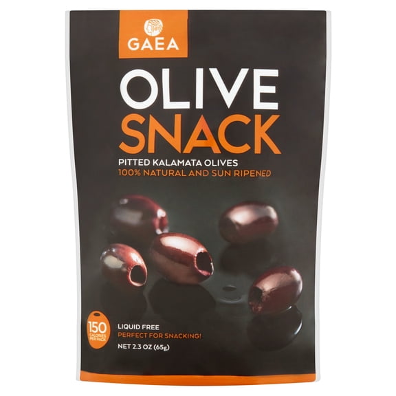 Gaea Pitted Kalamata Olives Snack, 2.3 oz, 8 pack
