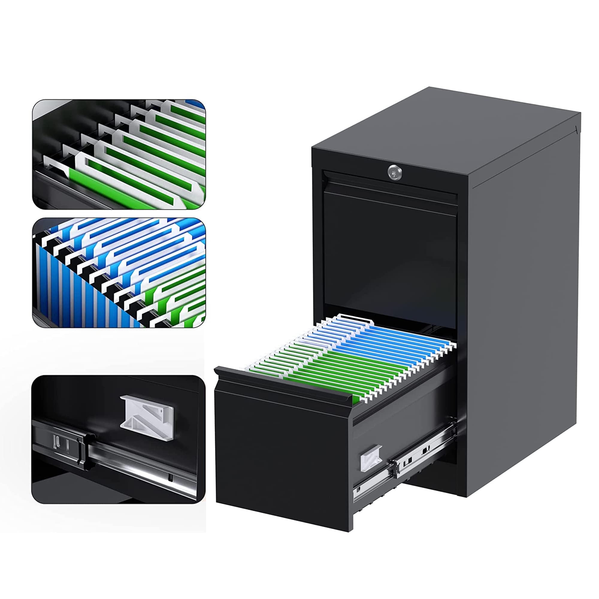 Gaeanet 2 Drawer File Cabinet, Metal Vertical File Storage Cabinet with ...