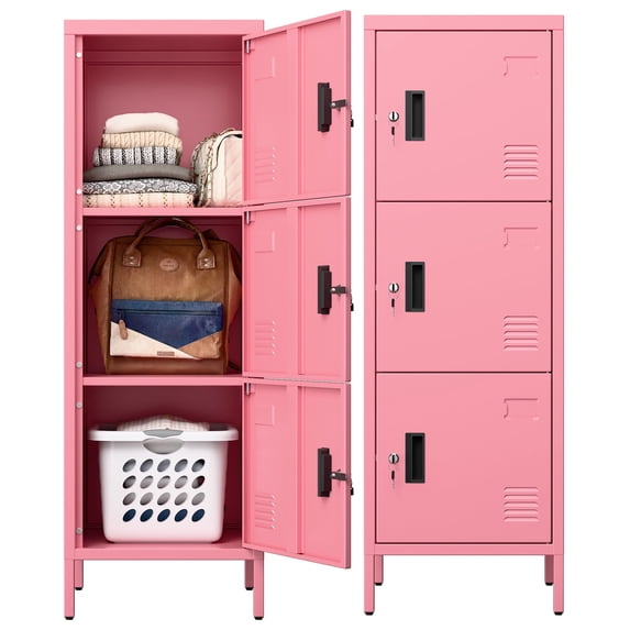 Gaeanet 3 Door Metal Storage Locker with Lock,Steel Locker with Name ...