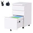 thumbnail image 1 of Gaeanet 3 Drawer File Cabinet with Wheels, Under Desk Metal Rolling Filing Cabinet with Lock for Home Office, Fully Assembled, White, 1 of 8