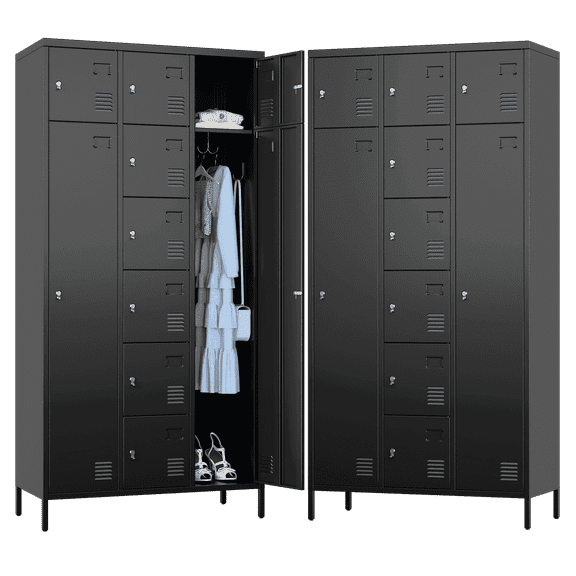 Gaeanet 72" H Metal Storage Lockers with 10 Doors,Steel Office Lockers for Employees,Industrial Storage Locker with 8 Small Doors &2 Big Doors for Home Gym,School,Office,Assembly Required,Black