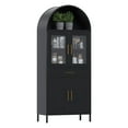 thumbnail image 1 of Gaeanet 73" H Metal Arched Cabinet with 4 Door &1 Drawer, Arched Bookcase with 2 Shelves,Modern Farmhouse Versatile Bookshelf for Home Office, Bedroom,Kitchen,Black,Assembly Required, 1 of 7