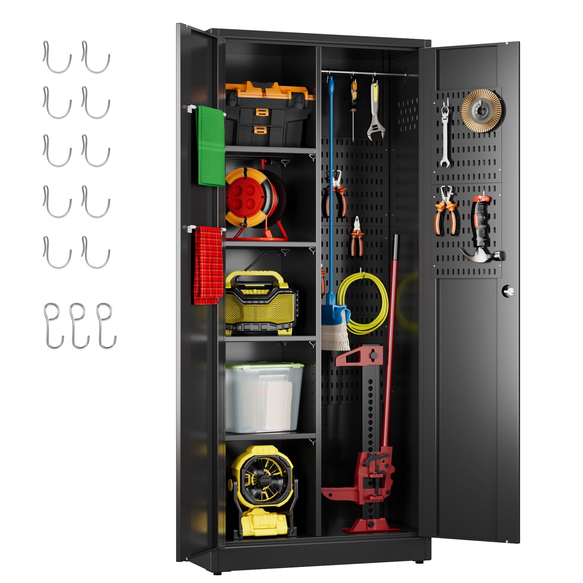 Gaeanet Utility Closet,Broom Closet Storage Cabinet with Adjustable
