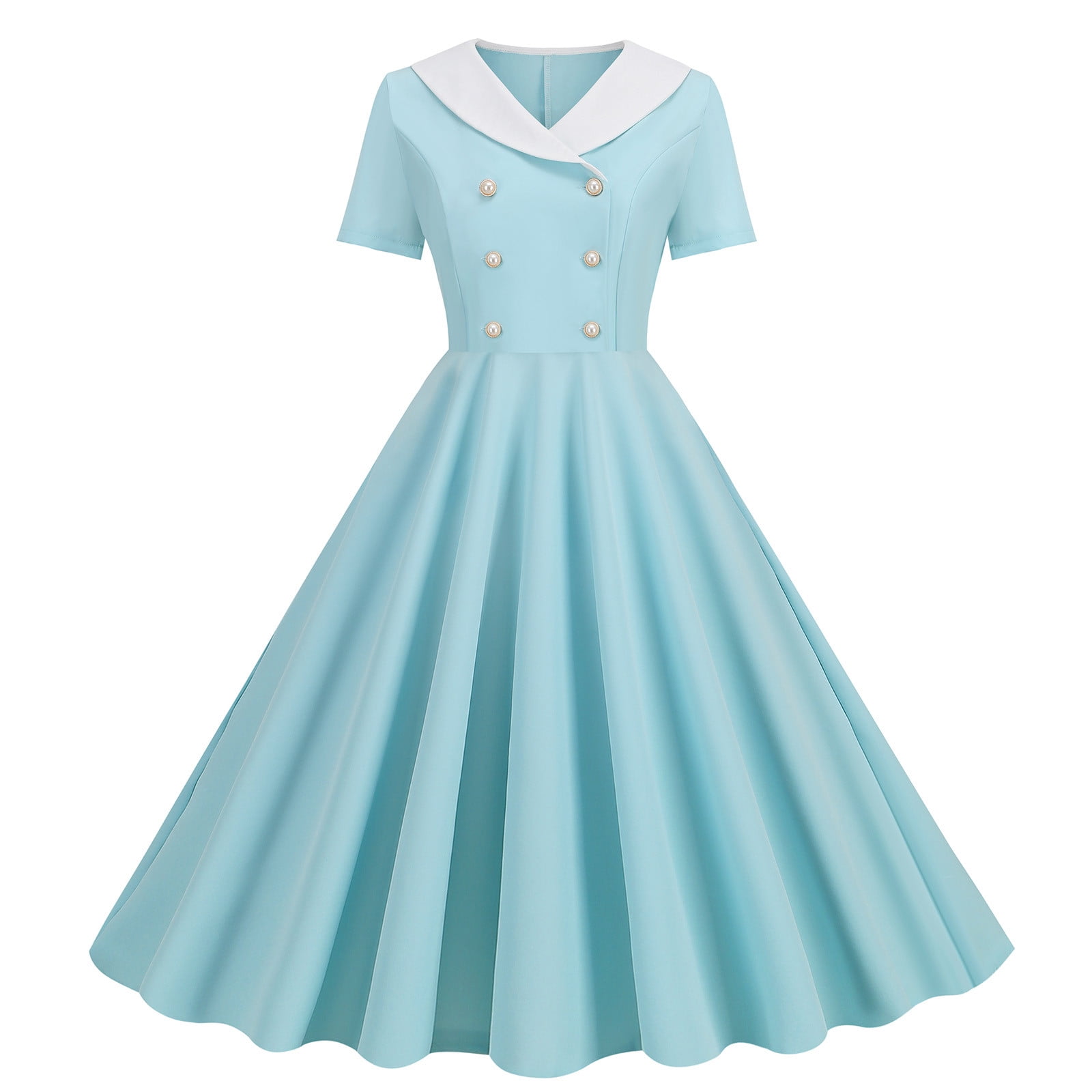 Gaecuw 1940s Dresses for Women Vintage V Neck Short Sleeve Retro ...