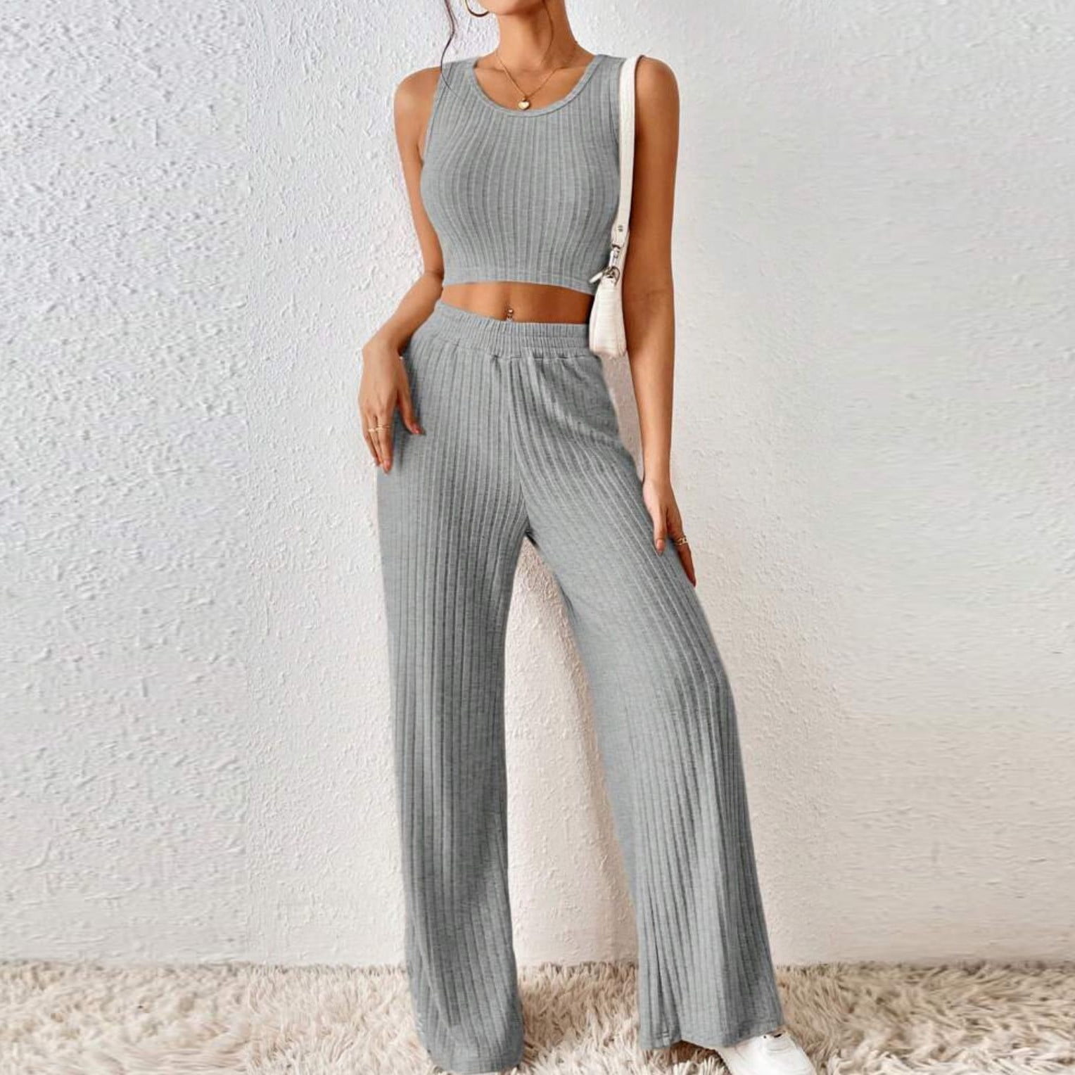 Judite Plain Sweatshirt And Wide Leg Joggers Set