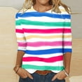 thumbnail image 1 of Gaecuw 3/4 Sleeve Shirts for Women Dressy Casual Tops Blouses Three-Quarter Sleeve T Shirts Regular Fit Pullover Tees T-Shirts Striped Tops Crew Neck Blouses T Shirts Pullover Tops Summer Tees Tops, 1 of 4