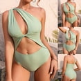 thumbnail image 1 of Gaecuw Bathing Suit for Women One Piece One Shoulder Swimwear Top Sleeveless Slip On Closure Swimsuits Solid Bathing Suits Cutout Hollow 1 Piece Swimwear Swimsuit for Women Beach Vacation Outfits, 1 of 9