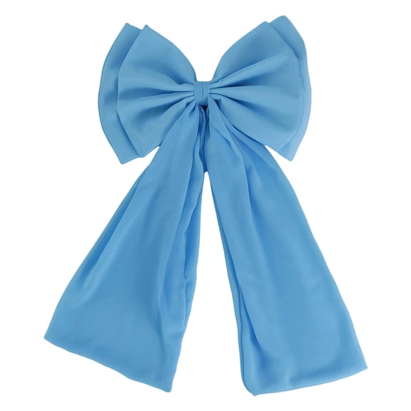 Gaecuw Blue Double Layer Big Satin Bow with Long Flowing Tails, Christmas Tree Banister Hanging Decor for Xmas, 18 Inch.