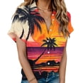 thumbnail image 1 of Gaecuw Button down Shirts for Women Collared Short Sleeve Blouses Tees Hawaiian Floral Print T Shirts Summer Shirts Lapel Neck Tops Tropical Vacation Outfits Resort Wear Brown S, 1 of 4