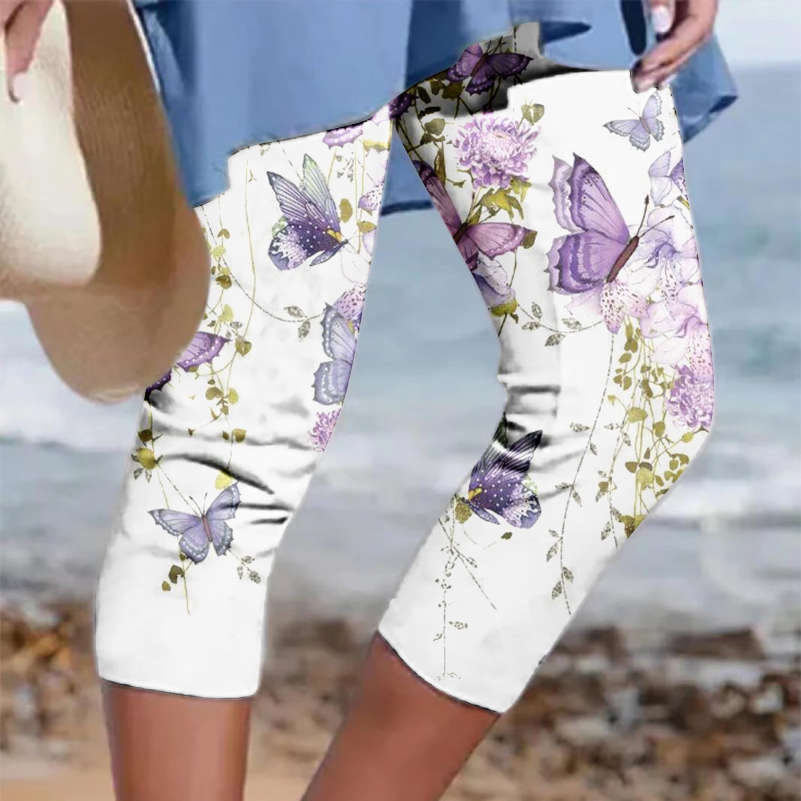 Gaecuw Capri Pants for Women Casual Summer Capri Leggings Slim Fit ...