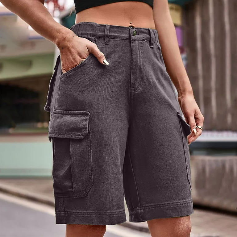 Gaecuw Cargo Pants Women High Waist Shorts Regular Fit Lounge Trousers  Sweatpants Yoga Pants Casual Loose Baggy Workout Shorts Mid Waisted Summer  Running Shorts with Pockets Straight Leg Solid Shorts 