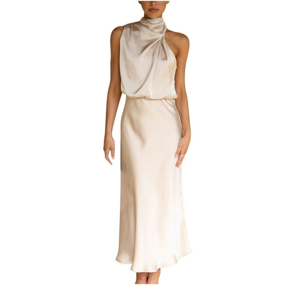 Gaecuw Cocktail Dresses Women Crew Neck Sleeveless Ankle Length Long Dresses Swing Formal Dresses Party Dress Prom Dresses Champagne Dresses Bridesmaid Dresses Elegant Solid Wedding Guest Dresses