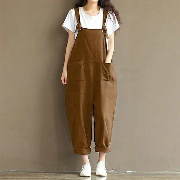 Gaecuw Dressy Jumpsuits for Women Sleeveless Cold Shoulder Cami Overall Square Neck Band Collar Solid Onesie One Piece Outfits Casual Loose Baggy Long Pants Wide Leg Linen Summer Romper Calf Length