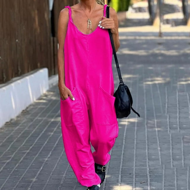 Women's Crew Neck Sleeveless Dressy Jumpsuit With Pockets main image 1