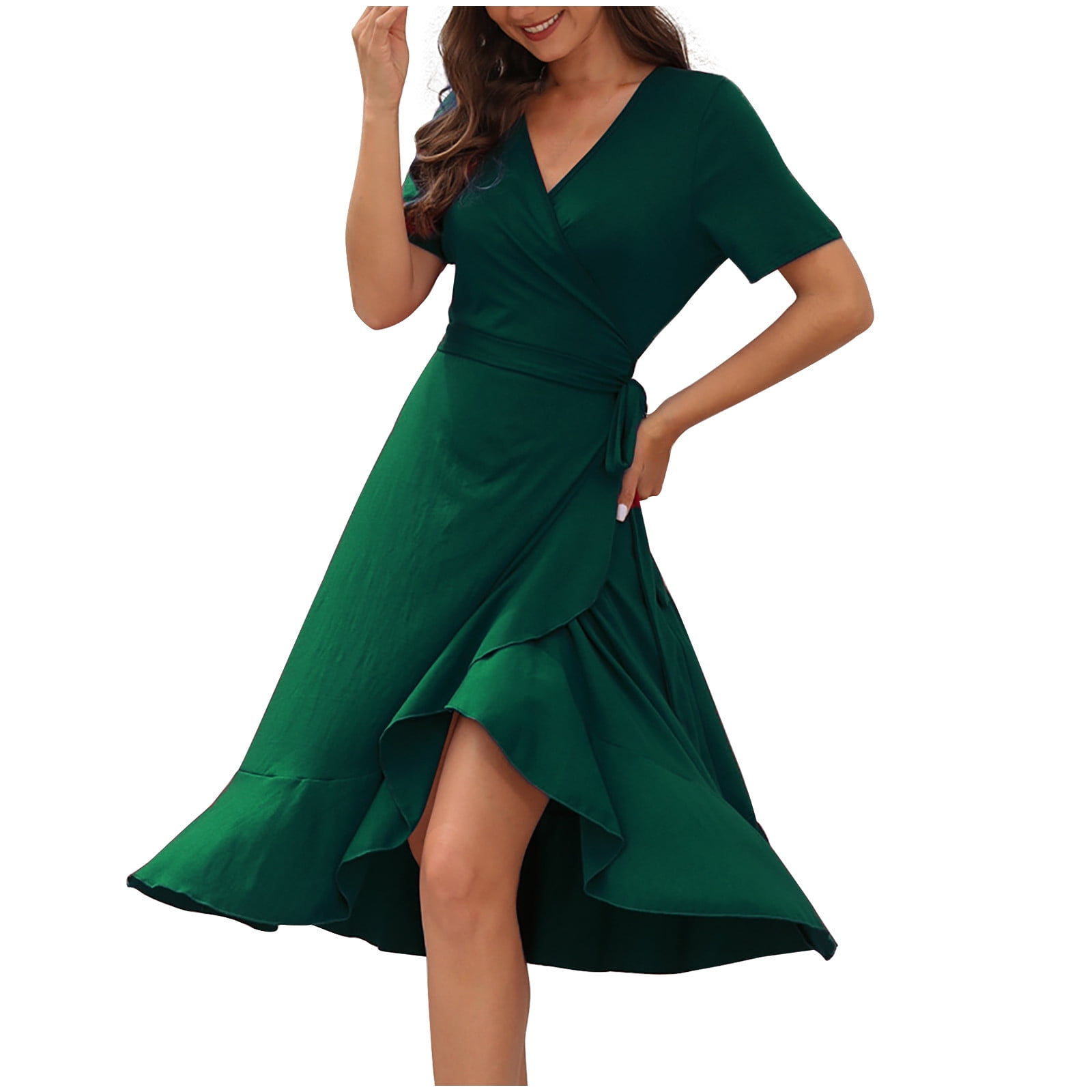 Gaecuw Engagement Dresses for Women V Neck Short Sleeve Champagne Dresses  Calf Length Maxi Dresses Swing Party Dress Strappy Prom Dresses Flowy  Graduation Dresses Trendy Dresses Semi Formal Dress - Walmart Business  Supplies