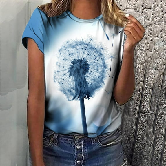 Gaecuw Going out Tops for Women Tops Blouses Short Sleeve T Shirts Regular Fit Pullover Tees T-Shirts Gradient Tops Crew Neck Blouses Casual T Shirts Durable Soft Lightweight Breathable Tees Tops