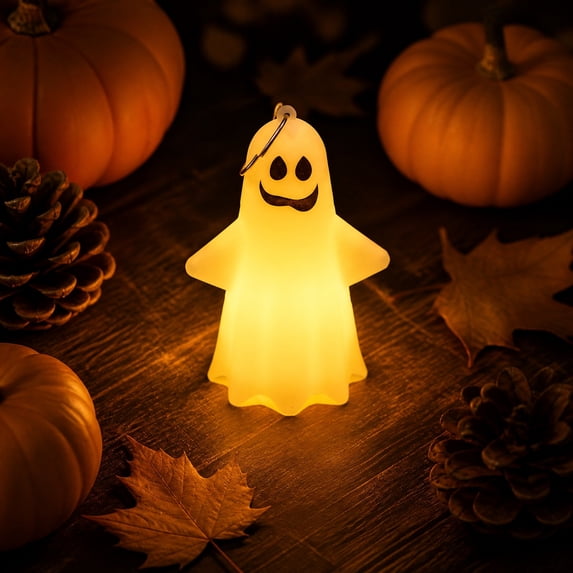 Gaecuw Halloween Ghost Pendant Light, Mini Glowing Figurine with Carabiner for Backpack Purse Charm, 4.25x2.71 Inch, D