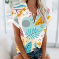 thumbnail image 1 of Gaecuw Hawaiian Shirts for Women Plus Size Blouses Short Sleeve T Shirts Regular Fit Pullover Tees T-Shirts Floral Print Tops V Neck Blouses Casual T Shirts Button Up Button Down Pullover Summer Tees, 1 of 5