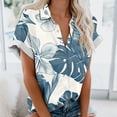 thumbnail image 1 of Gaecuw Hawaiian Shirts for Women Plus Size Blouses Short Sleeve T Shirts Regular Fit Pullover Tees T-Shirts Floral Print Tops V Neck Blouses Casual T Shirts Button Up Button Down Pullover Summer Tees, 1 of 5