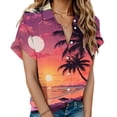 thumbnail image 1 of Gaecuw Hawaiian Tee Shirts for Women Short Sleeve Shirts Button down Tops Floral Print Blouses Summer Tees Lapel Neck T Shirts Beachwear Tropical Vacation Outfits Resort Wear L, 1 of 4