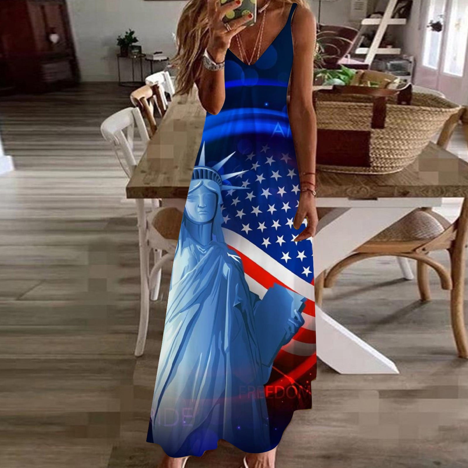 Gaecuw Independence Day Shift Dresses American Flag Clothing Summer ...