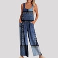 thumbnail image 1 of Gaecuw Jumpsuits for Women Dressy Sleeveless Cold Shoulder Overall with Pockets Square Neck Band Collar Striped Printed Onesie One Piece Outfits Casual Long Pants Wide Leg Summer Romper Ankle Length, 1 of 6