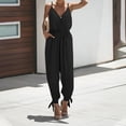 thumbnail image 1 of Gaecuw Jumpsuits for Women Sleeveless Cold Shoulder Overall with Pockets V Neck Band Collar Floral Printed Onesie Strappy One Piece Outfits Boho Adjustable Long Pants Wide Leg Summer Romper, 1 of 4