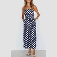 thumbnail image 1 of Gaecuw Jumpsuits for Women Sleeveless Off the Shoulder Strapless Overall Band Collar Polka Dot Onesie Strappy One Piece Outfits Loose Baggy Long Pants Wide Leg Summer Romper Calf Length Trousers, 1 of 6