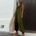 thumbnail image 1 of Gaecuw Jumpsuits for Women Summer Dressy Sleeveless Cold Shoulder Overall V Neck Band Collar Solid Onesie One Piece Outfits Casual Loose Baggy Long Pants Wide Leg Summer Romper Calf Length Trousers, 1 of 7