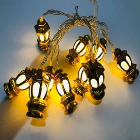 Gaecuw LED String Curtain Lights, Gold Lantern Pendant Holiday Decor, Battery Operated Party Decoration, Gold