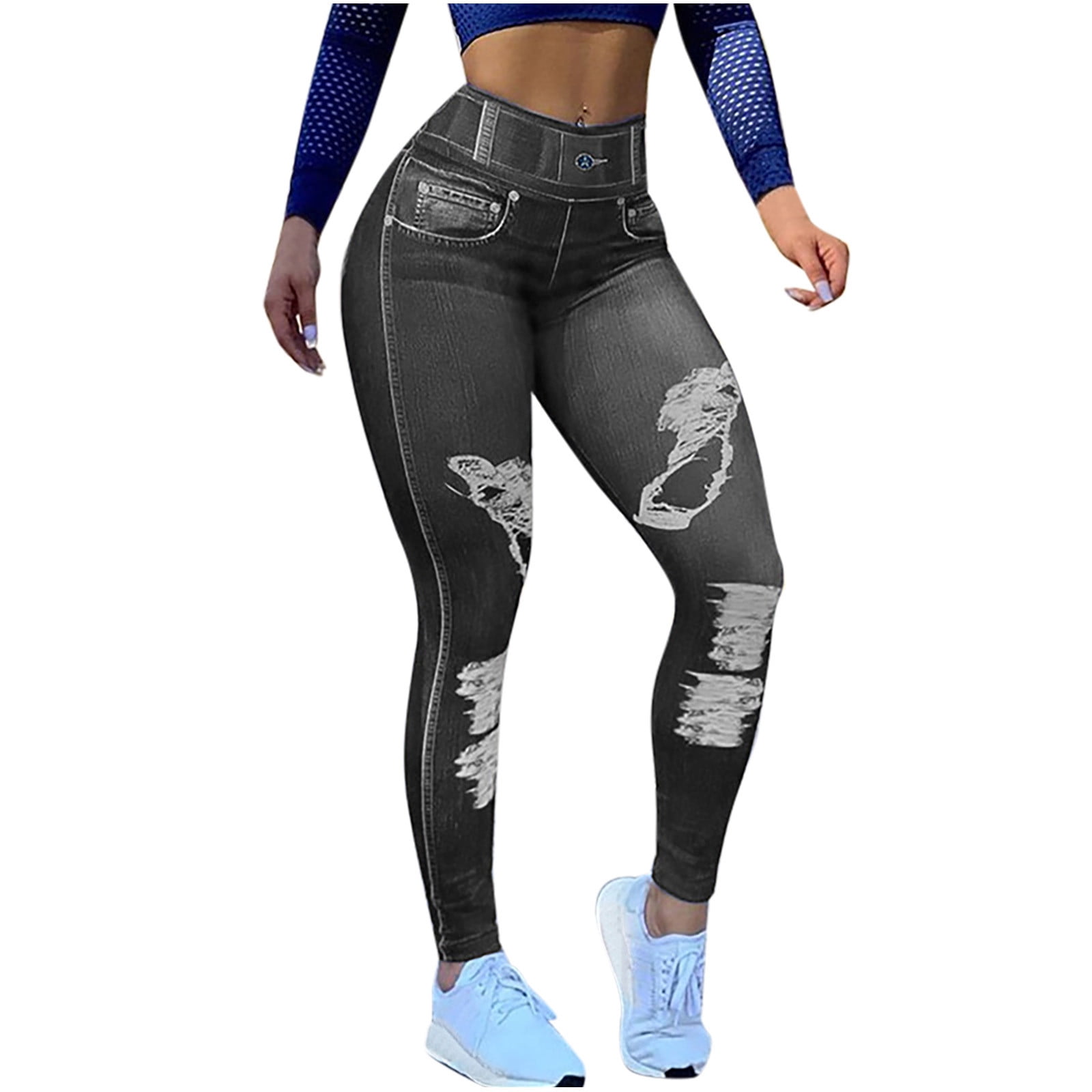Plus Women's Long Inseam Butt Lift Stretch Jeans