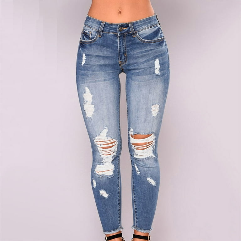 Gaecuw Leggings for Women Butt Lift Jeans Slim Fit Scrunch Long Pants  Button Up Lounge Trousers Ripped Pants Seamless Jeans Mid Waisted Denim  Summer Pants with Pockets Butt Lifting Solid Denim Pants 