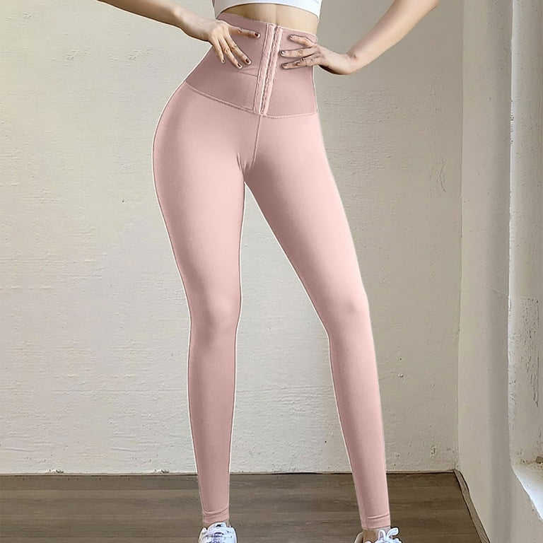 Women Solid Baby Pink Ankle Length Leggings