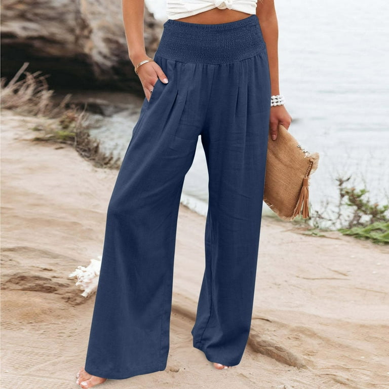 PLUS SIZE Womens Wide Leg Baggy Loose Pants Summer Casual Long Trousers  Bottoms