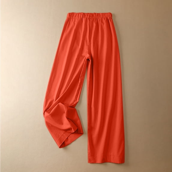 Gaecuw Linen Pants for Women Palazzo Pants Plus Size Relaxed Fit Long Pants Lounge Trousers Sweatpants Casual Loose Baggy Pants High Waisted Linen Summer Ankle Length Workout Pants Solid Pants