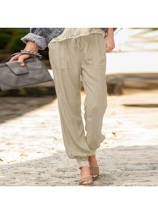 BLVB Summer Capri Pants for Women, Women's Linen Cropped Pants Casual Loose  High Waist Pocket Ankle Capris Trousers