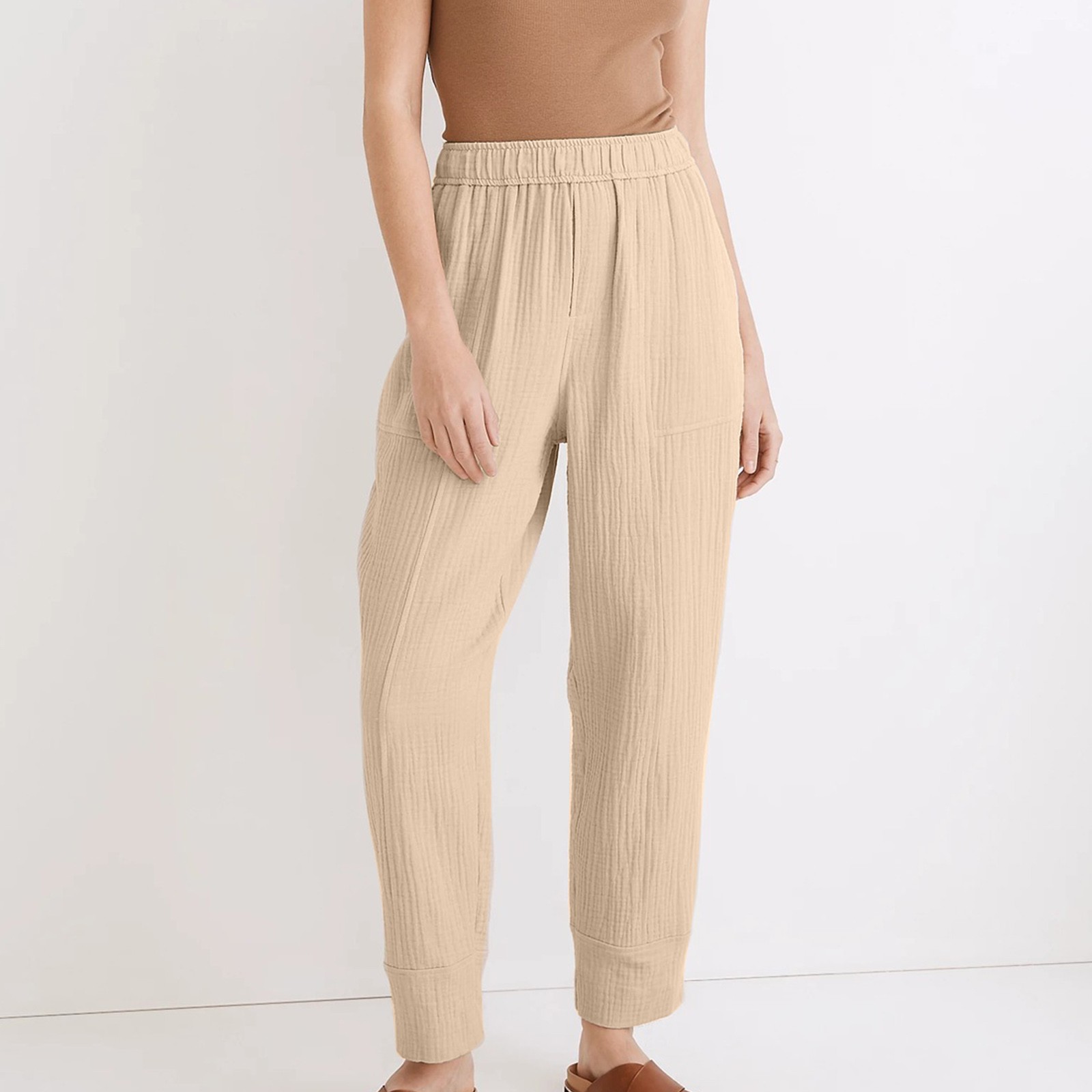 Gaecuw Linen Pants Women Summer Wide Legged Pants Regular Fit Long Pants  Lounge Trousers Sweatpants Loose Baggy Pants Mid Waisted Linen Summer Ankle  Length Workout Pants with Pockets Solid Pants 