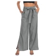 thumbnail image 1 of Gaecuw Linen Pants for Women Wide Legged Pants Plus Size Regular Fit Long Pants Drawstring Lounge Trousers Sweatpants Casual Loose Baggy Pants High Waisted Workout Pants with Pockets Solid, 1 of 4