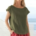 thumbnail image 1 of Gaecuw Linen Shirts for Women Tops Blouses Short Sleeve T Shirts Regular Fit Pullover Tees T-Shirts Solid Tops Crew Neck Blouses T Shirts Durable Easy Care Soft Lightweight Breathable Tees Tops, 1 of 5