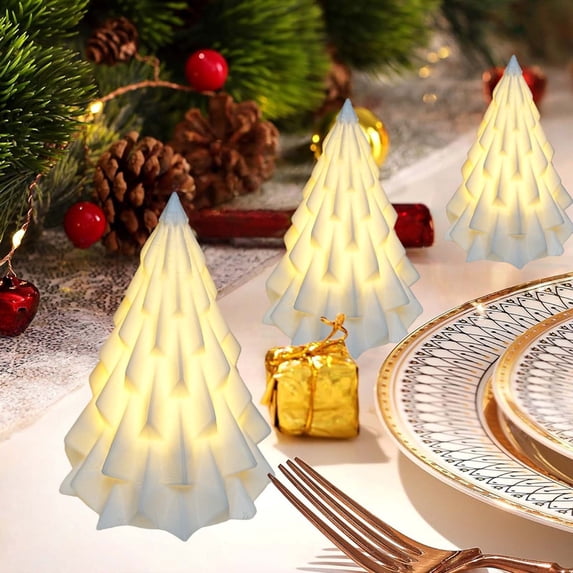 Gaecuw Luminous LED Christmas Tree, 3D Desktop Night Lamp with Warm Glowing Effect, creates a Cozy Atmosphere for Bedside and Tabletop, 3.15x2.20 Inch, Great for Christmas Decoration, White