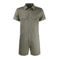 thumbnail image 1 of Gaecuw Plus Size Romper for Men Jumpsuits for Men Dressy Wedding Short Sleeve Overall with Pockets Button Down Collar Solid Onesie One Piece Outfits Casual Jumpsuit Wide Leg Summer Shorts Mini, 1 of 8