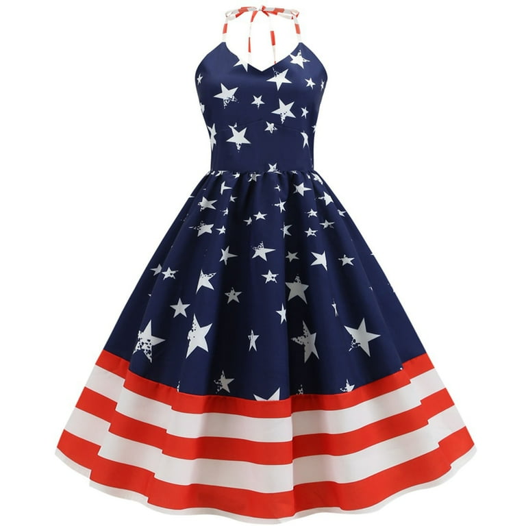 Gaecuw Red White Blue Mini Dresses American Flag Clothing Fashion