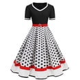 thumbnail image 1 of Gaecuw Retro Dresses for Women Crew Neck Short Sleeve Vintage Dress Below the Knee Midi Dresses A Line Party Dress Prom Dresses Linen Dress Casual Semi Formal Dress Prom Dresses Wedding Guest Dresses, 1 of 6
