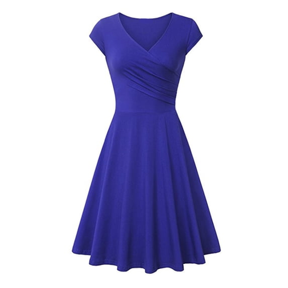 Gaecuw Retro Dresses for Women V Neck Plus Size Dresses Short Sleeve Vintage Dress Above the Knee Midi Dresses A Line Party Dress Linen Dress Semi Formal Dress Solid Prom Dresses Wedding Guest Dresses