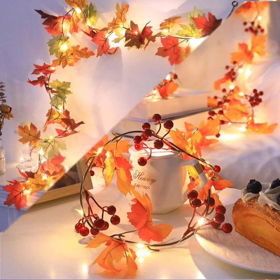 Gaecuw Set of 3 LED Maple Leaf Copper String Lights, 78.7In Battery Operated Fall Garland, Halloween Thanksgiving Festive Party Decor Gift