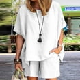 thumbnail image 1 of Gaecuw Short Outfits for Women 2 Piece Sets Womens Sets 2 Piece Outfits Short Sleeve Pullover Short Length Wide Leg Shorts Crew Neck Waist Fashion Suits Casual Summer Sets Solid Suit Set with Pockets, 1 of 7