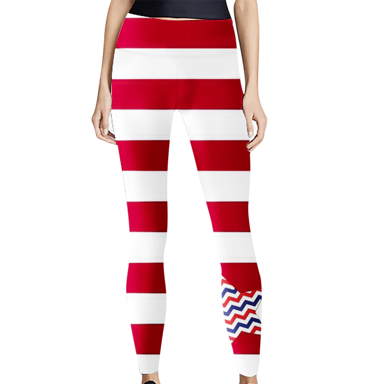 Gaecuw Stars and Stripes Leggings for Women Fashion Stretch Leggings  Fitness Running Gym Sports Full Length Active Pants Red White Blue Fourth  of July Outfits Usa Flag Apparel Fourth of July Costumes 