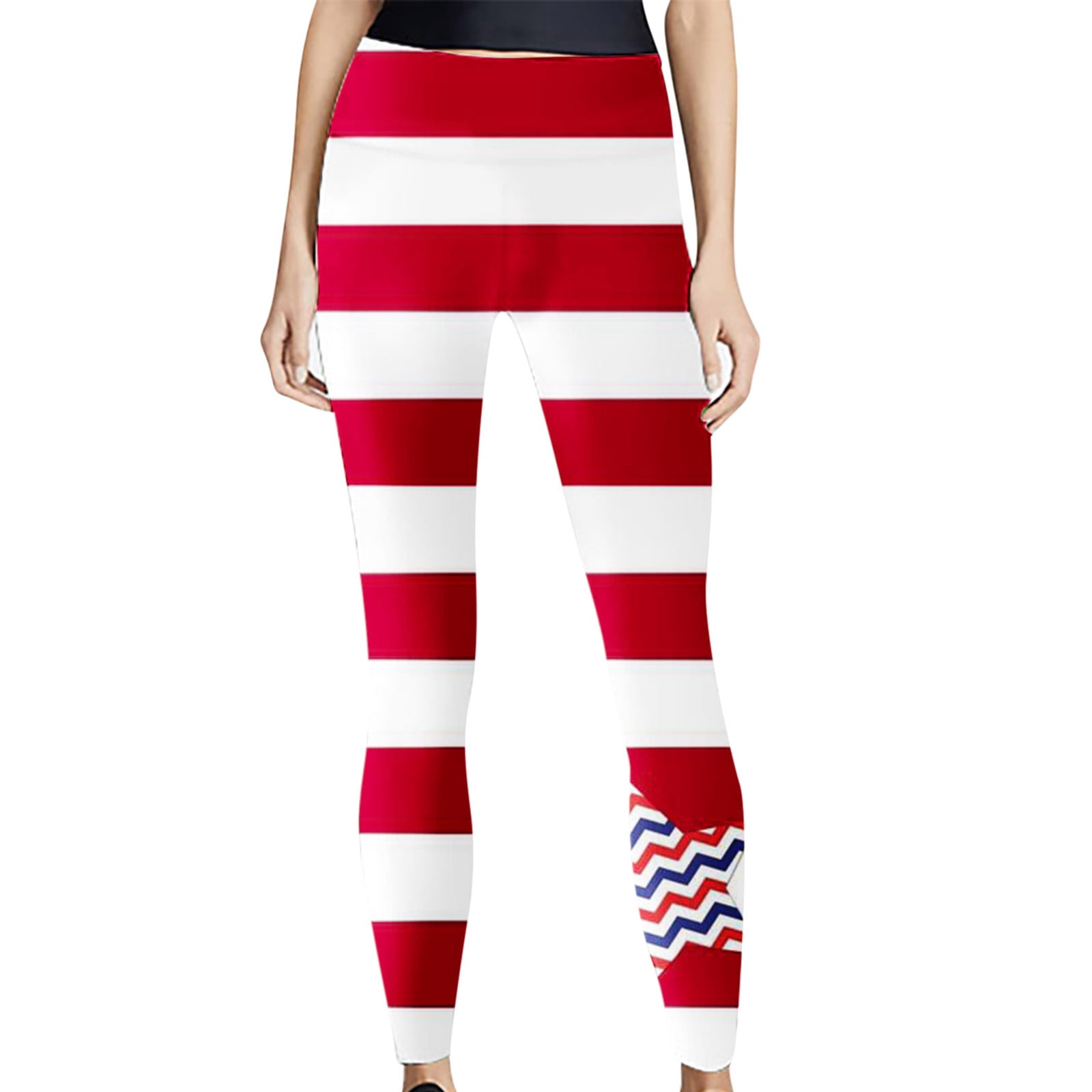 Red and white striped leggings women's online