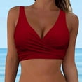 thumbnail image 1 of Gaecuw Swimsuit Bikini Tops for Women Summer Criss Cross Front Swimsuit Tops Solid Color Swimwear Tops Push-Up Padded Bathing Suit Tops Strappy Beachwear V-Neck Red 2XL, 1 of 5