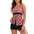 thumbnail image 1 of Gaecuw Tankini Set for Women Two Piece Swimsuit for Women Sleeveless Swimwear Top High Waisted Boyshorts Briefs Swim Bottom Slip On Closure Swimsuits Striped Print Bathing Suits Beachwear, 1 of 6